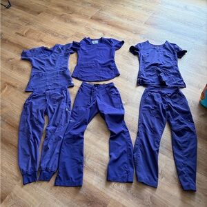 3 pairs of grape purple scrubs